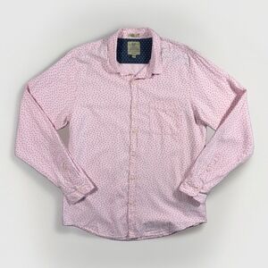 Tennis Mens XXL Pink Button Down Shirt Long Sleeve Cotton Print Colombia